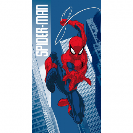 Soare, Joacă și vacanță - Prosop de plajă Spiderman, Albastru, 70x140 cm, 100% Bumbac