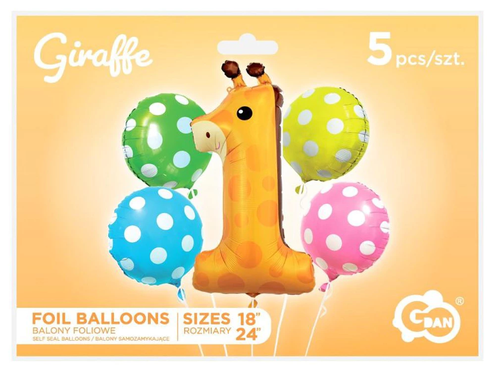 Giraffe balloon set, 1 year, 5 pieces, Multicolor [2]