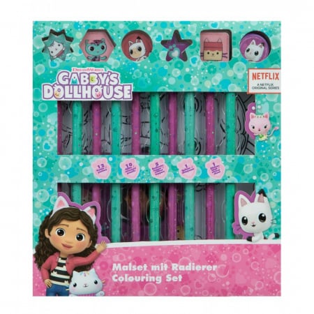 Școală si creativitate - Set de colorat Gabby's Dollhouse Friends, 12 piese, 3+ ani