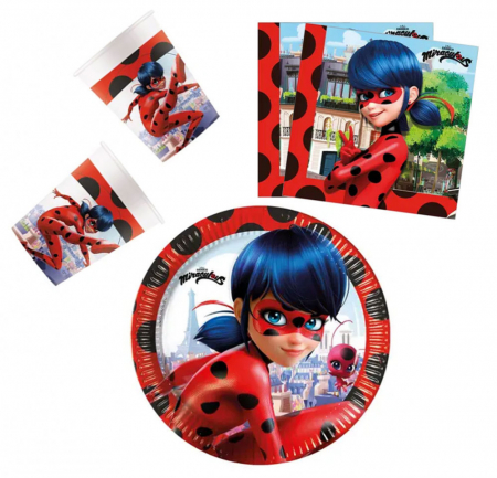 Decoration - Set vesela unica folosinta tematica  Miraculous Buburuza 36 Piese