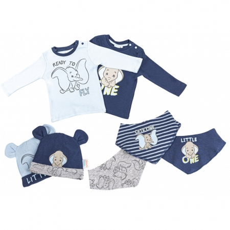 Bebe Fashion - Set Disney Dumbo Baba 7 Piese, Bluza, Căciula și Bavetică 100% Bumbac