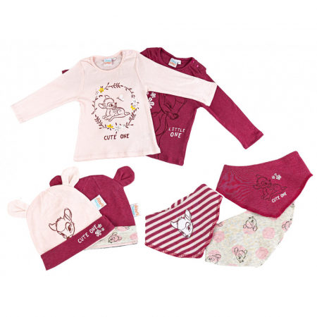 Bebe Fashion - Set Disney Bambi Baba, 7 piese, Bluza, Caciula si Bavetică, 100% Bumbac