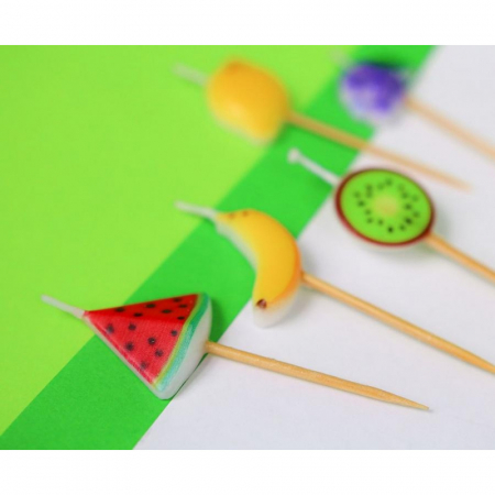 Lumânări pe Băț 7cm, în formă de  Fructe, 5 Bucati, Multicolor [1]
