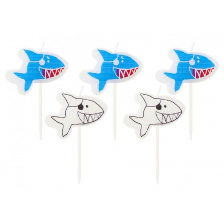 Cake decorations - Lumânări pe Băț, 2.5cm, în formă Pestisorii Sharp, 5 Bucati, Albastru