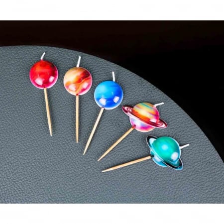 Lumânări pe Băț 7cm, în formă de Space Planet, 5 Bucati [1]