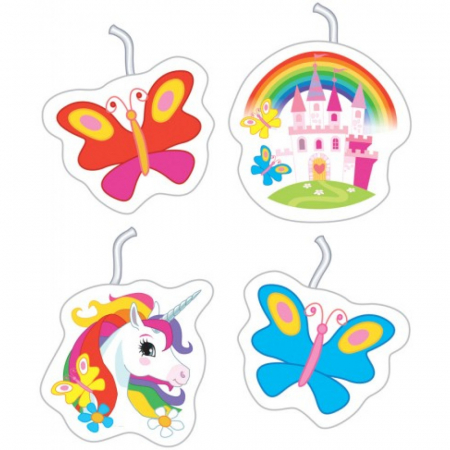 Cake decorations - Lumânări pe Băț 7cm, în formă de  Fructe Unicorn 4 Bucati