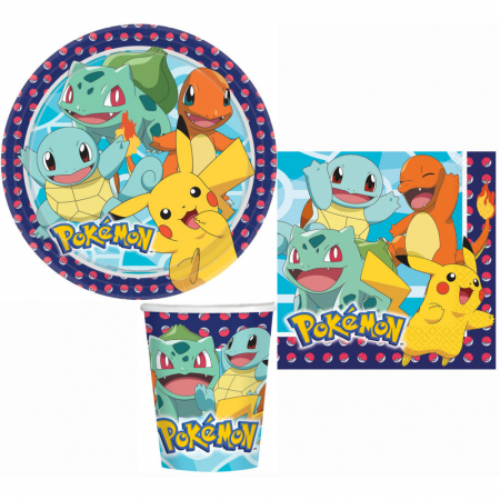 Decor vesela tematica - Set vesela petrecere Pokémon 32 Piese