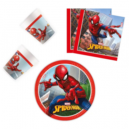 Decoration - Set vesela unica folosinta tematica  Spiderman Crime Fighter 36 Piese