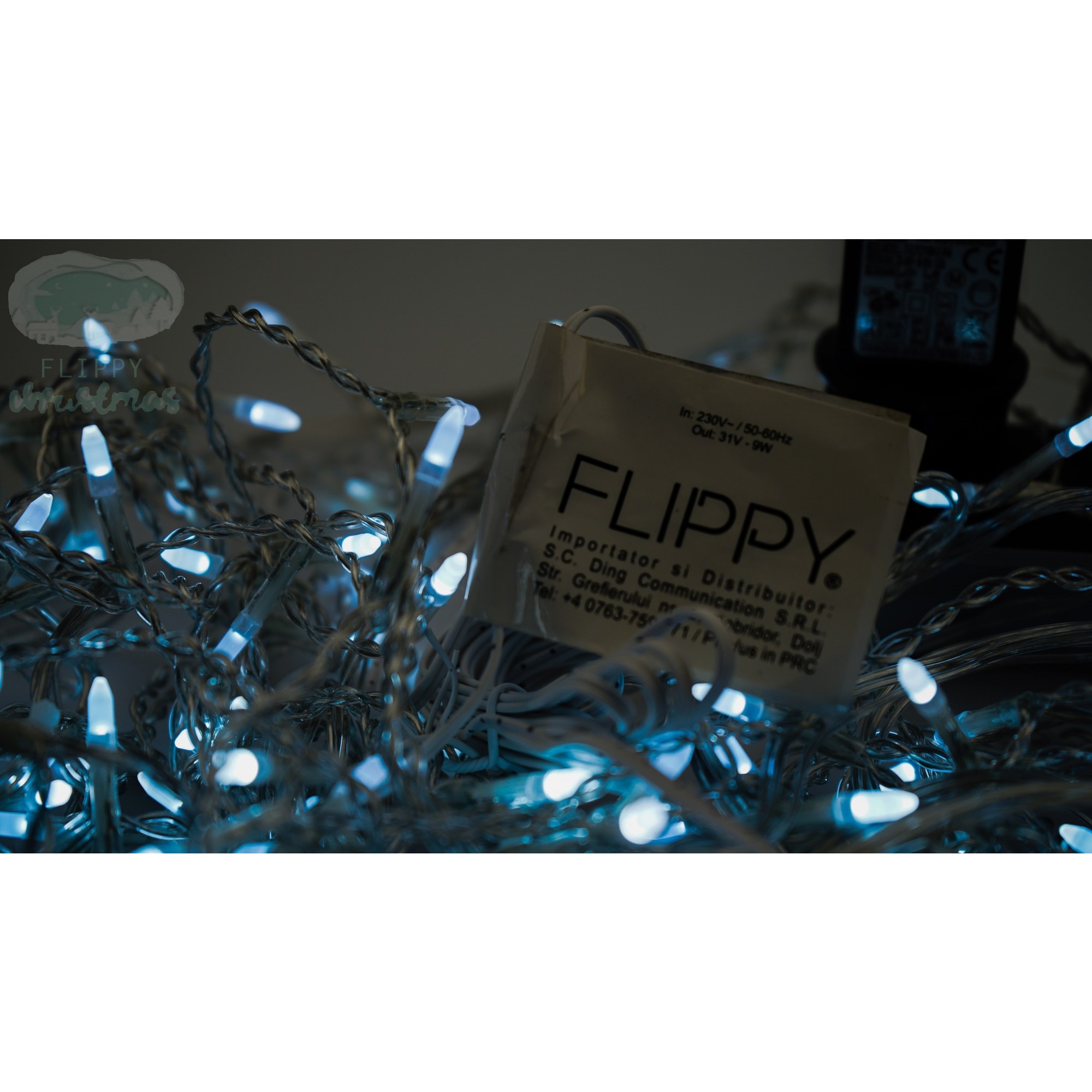 Instalatie Craciun, 35 m, 840 Led-uri ,Franjuri, Alb rece, Flash, Alimentator, Interconectabila, Prelungitor 6.5 m inclus, Fir Transparent Cauciucat, 220v, Flippy [4]