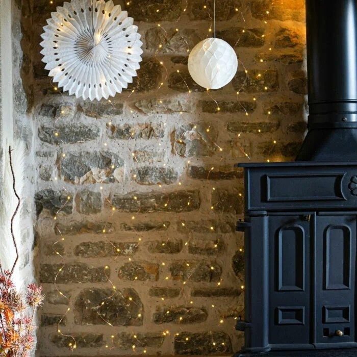 Instalatie Craciun Tip Turturi, 30 m, IP44, 858 Led-uri, Alb cald, 8 jocuri de lumini, 31 V, Interconectabila, Prelungitor 3 m inclus, Fir Cupru, Flippy, Interior/Exterior [6]