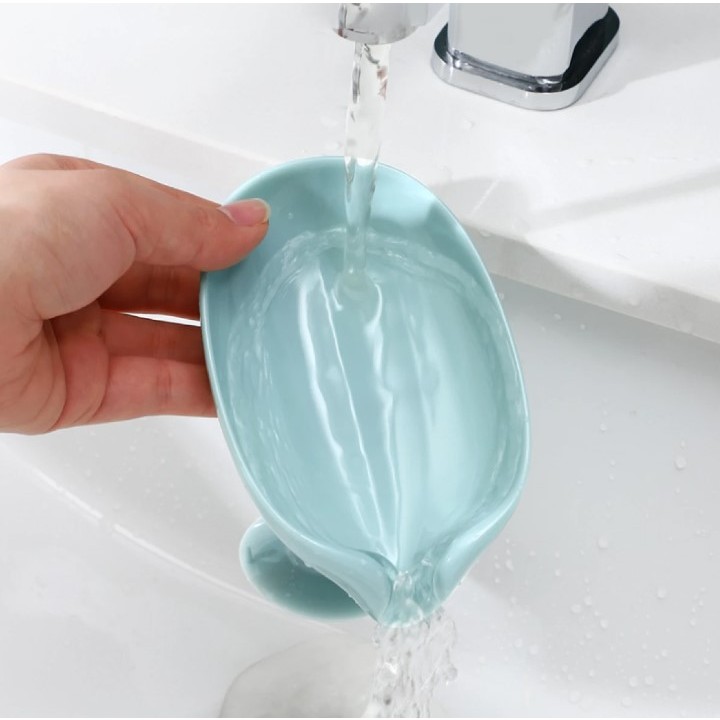 Savoniera Flippy, cu scurgere, pentru sapun, cu ventuza, material ABS, 13 x 8.5 x 10.5 cm, albastru [6]