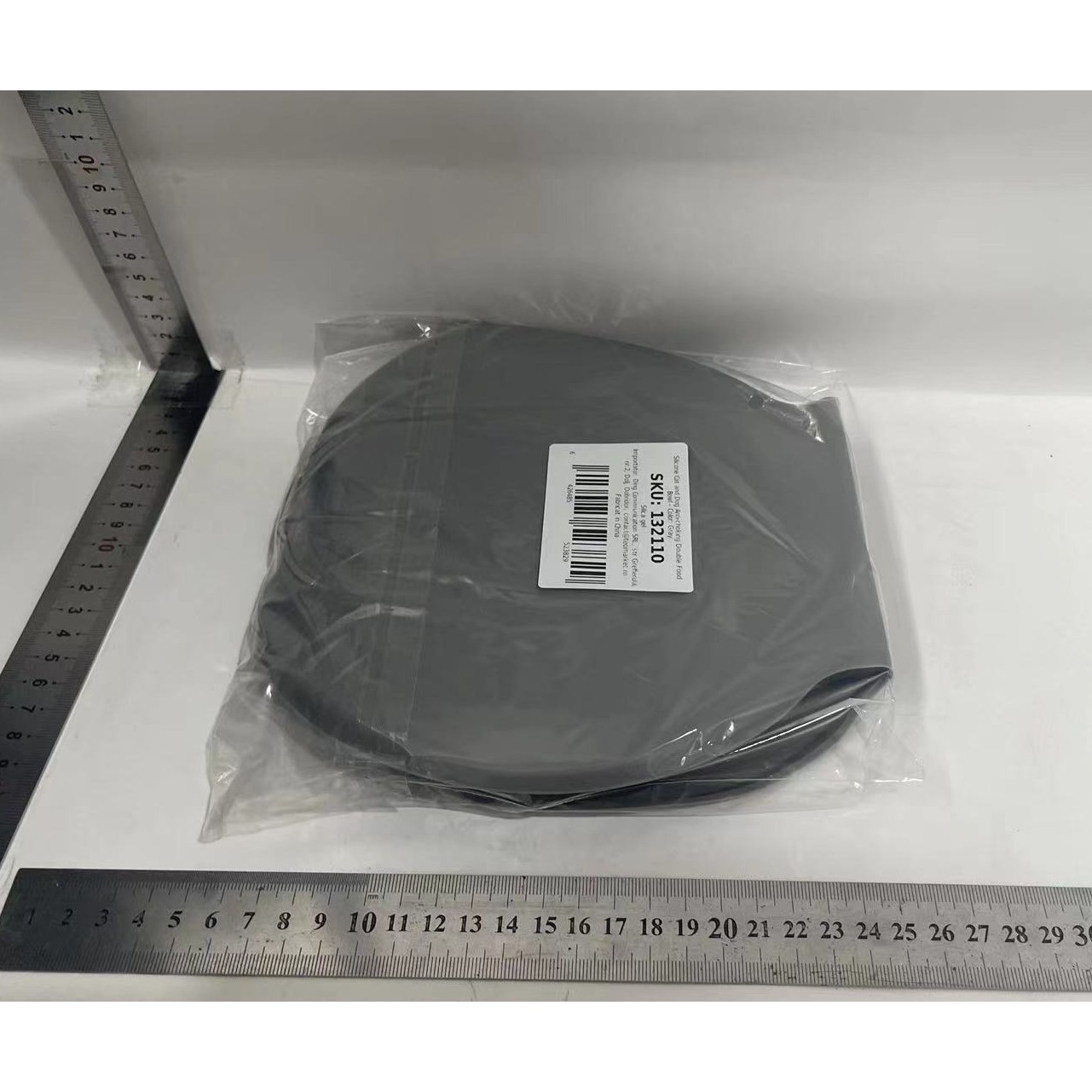 Bol Dublu pentru Animalul de Companie,  , din Silicon, Pliabil, Inaltime Reglabila, Antialunecare, 42 x 21 x 5 cm, Gri [2]