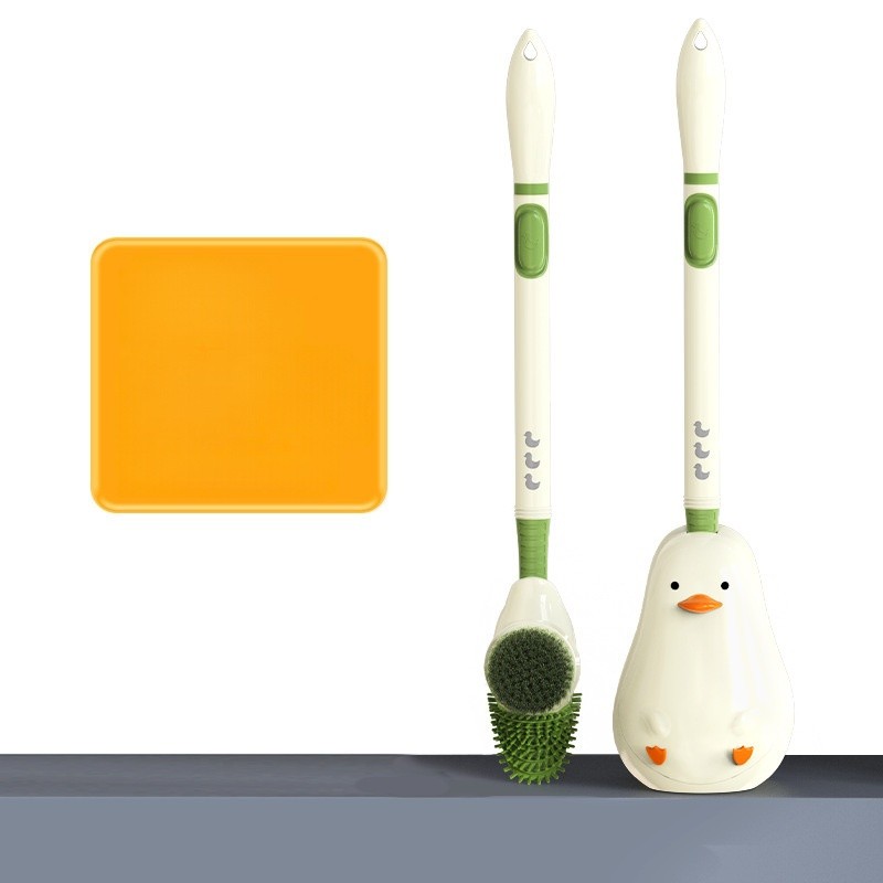 Perie de Toaleta , cu Suport de Perete, Recipient Detergent, 2 Tipuri de Perii, Model Rata, Verde [5]