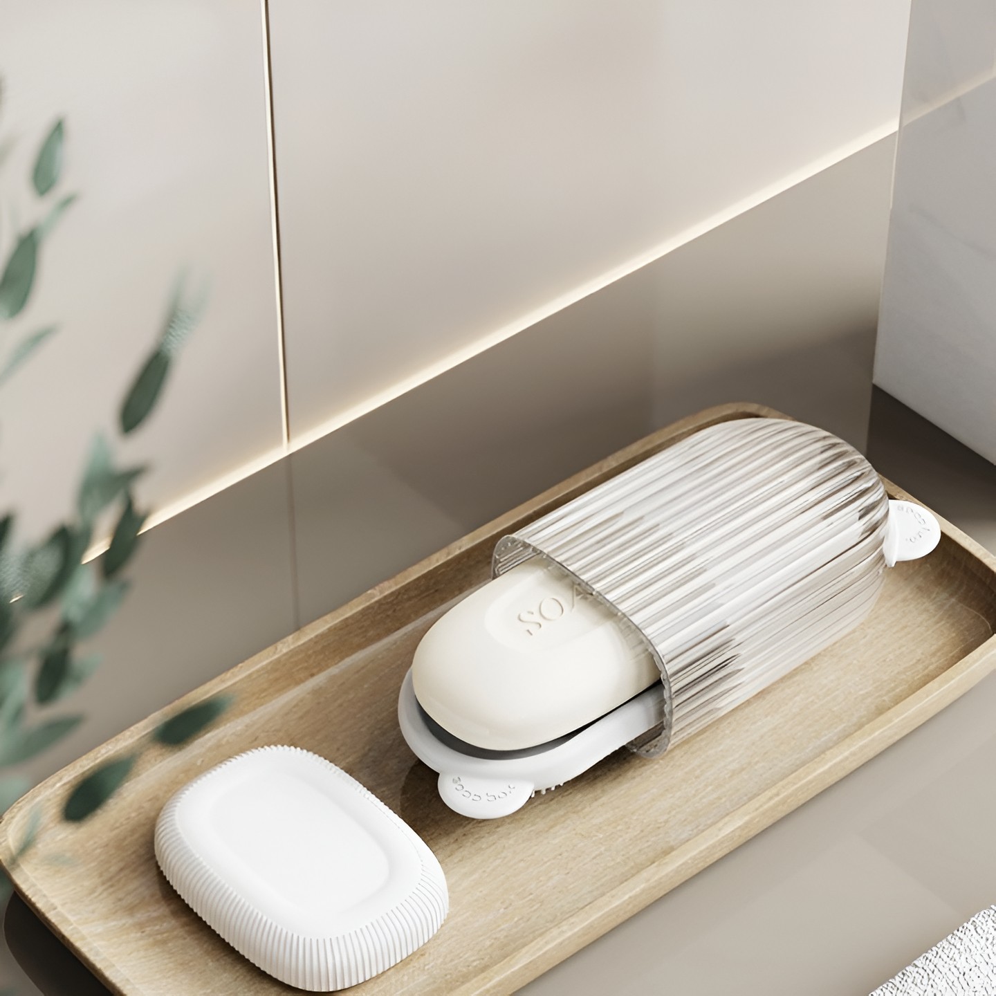 Sapuniera de Calatorie , Suport pentru Sapun cu Scurgere a Apei, Recipient cu Capac Depozitare, Savoniera pentru Baie, 12.6x6.1x8.4cm, Alb [9]