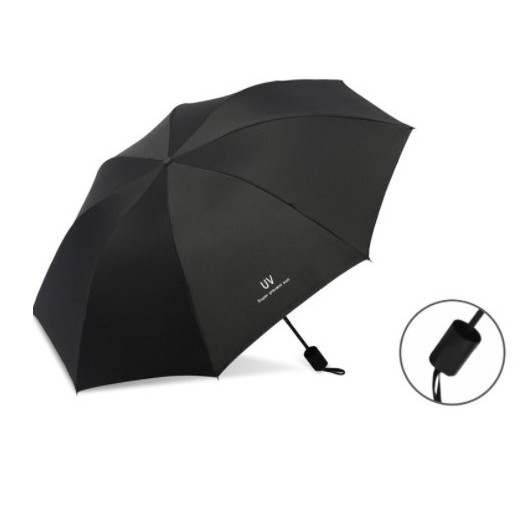 Umbrela , Protectie UV Soare, Protectie Ploaie, Pliabila, din Vinil si Otel, 96 x 67 cm, Negru [2]