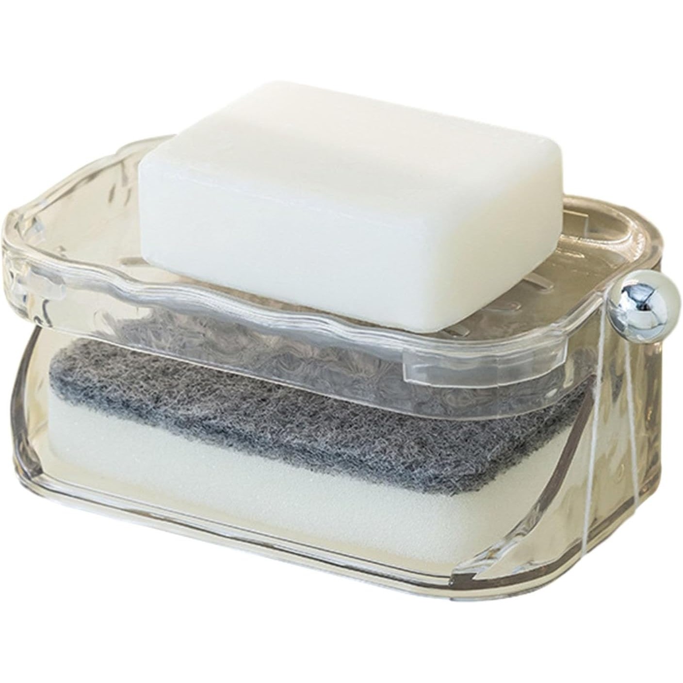 Articole pentru baie - Savoniera Dubla , 2 Straturi, Instalare fara Perforare, Agatatoare Burete, 13.5 x 8.5 x 6 cm, Transparent