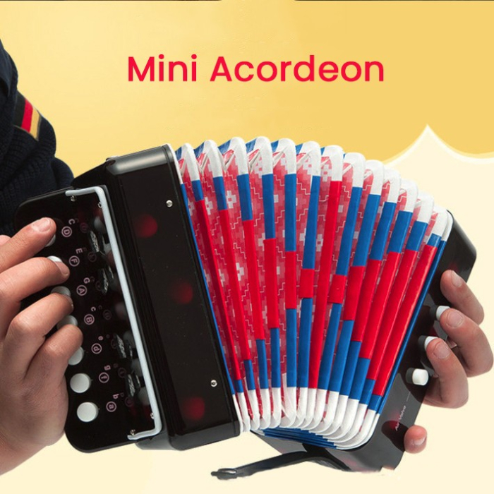 Acordeon Pentru Copii, Flippy, Acordeon Jucarie pentru Educatie Timpurie, 7 butoane 2 bass, Acordeon Instrument Muzical pentru Copii, 18 x 17 x 10 cm, Negru [5]