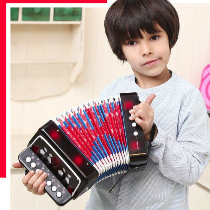 Acordeon Pentru Copii, Flippy, Acordeon Jucarie pentru Educatie Timpurie, 7 butoane 2 bass, Acordeon Instrument Muzical pentru Copii, 18 x 17 x 10 cm, Negru [6]