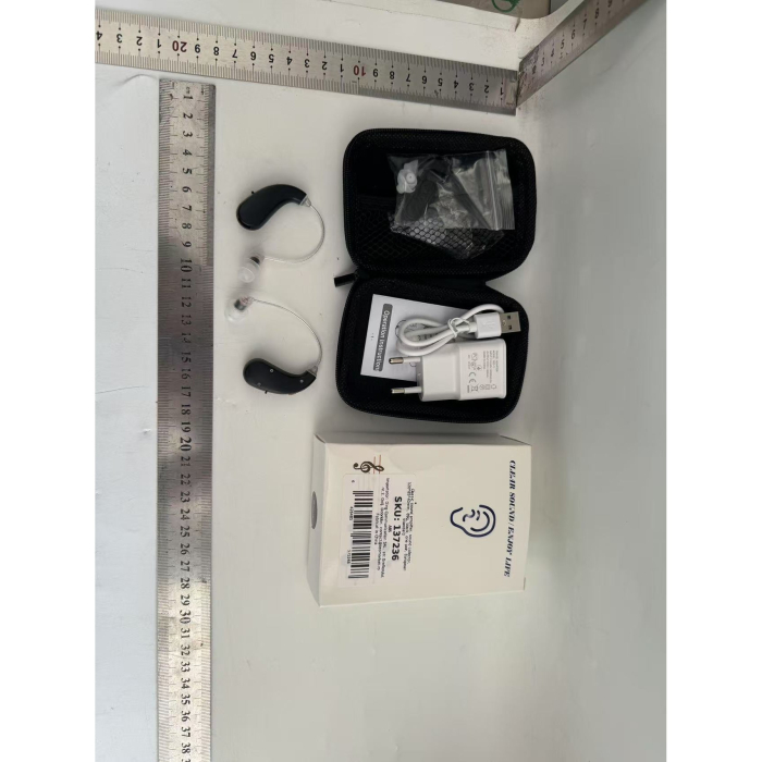 Aparat auditiv retroauricular BTE Reincarcabil, Flippy, Set 2 bucati Stinga Dreapta, Standard European, Aparat auditiv Cu incarcator, Aparat pentru Auz, 12 x 8.5 x 4 cm, 89 g, Negru [3]