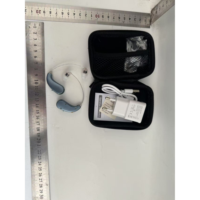 Aparat auditiv retroauricular BTE Reincarcabil, Flippy, Set 2 bucati Stinga Dreapta, Standard European, Aparat auditiv Cu incarcator, Aparat pentru Auz, 12 x 8.5 x 4 cm, 89 g, Albastru [3]