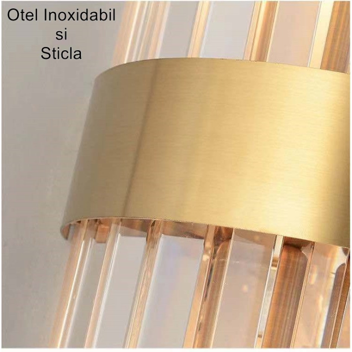Aplica de Perete, Flippy, pentru Interior, din Otel Inoxidabil si Sticla, 40 x 16 cm, LED, Auriu [6]