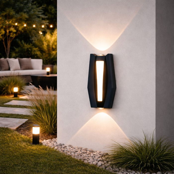 Aplica LED AX218 de Exterior si Interior, 2 Surse x 8W, Metalic, Negru, 3000K [12]