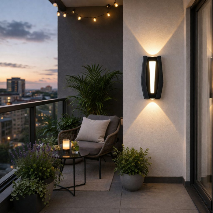 Aplica LED AX218 de Exterior si Interior, 2 Surse x 8W, Metalic, Negru, 3000K [10]