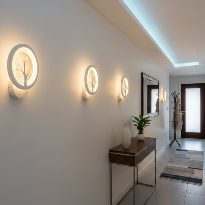 Aplica LED DAISY, 14W, Lumina Rece/Calda/Neutra, Alb cu Cristal [2]