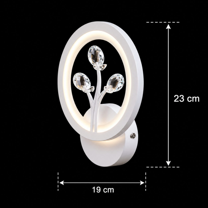 Aplica LED DAISY, 14W, Lumina Rece/Calda/Neutra, Alb cu Cristal [13]