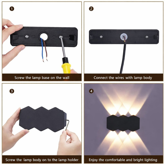 Aplica LED Exterior AX231, 12W, 6 Surse de lumina, Lumina Calda, Negru [11]