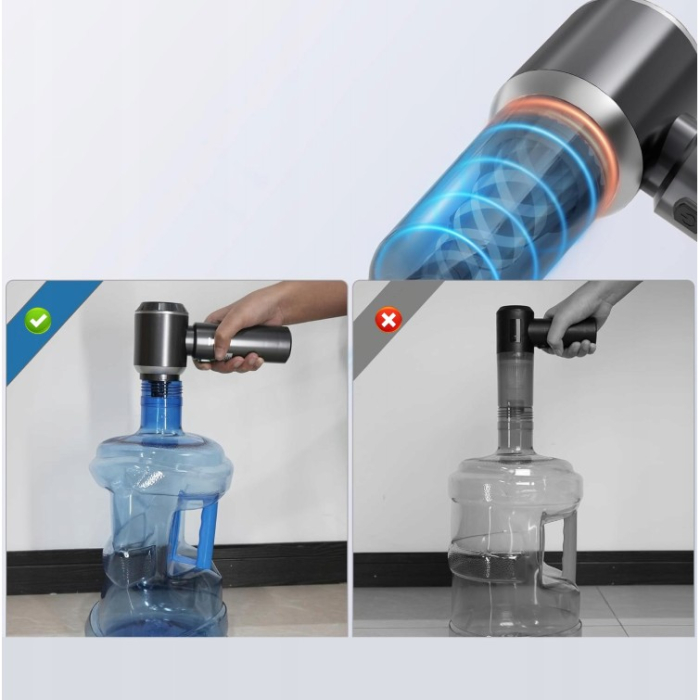 Aspirator Portabil Auto, Flippy, pentru Casa si Masina, 3 Viteze, Incarcator Tip-C cu Incarcare Rapida, Tub Prelungitor, 2000mAh, 7 Capete de Aspirare si Suflare, 21x20x6.5 cm, Negru [10]