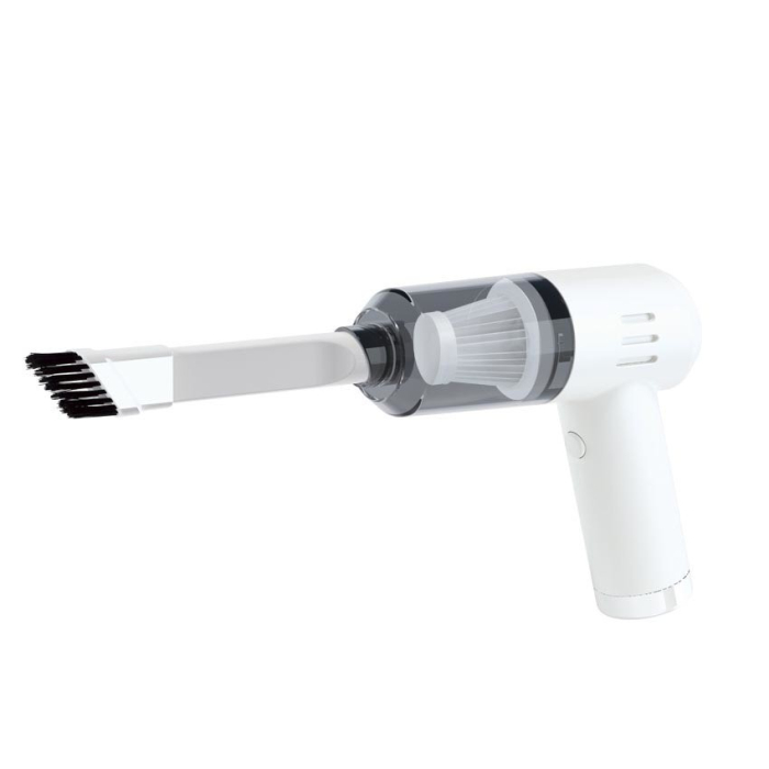 Aspirator Portabil Fara Fir, Flippy, Tip Pistol K7, Pentru Casa si Masina, Incarcare USB, Autonomie 30 Min, 36 x 17 cm, Alb [6]