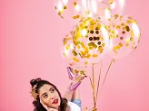 Baloane confetti - cercuri, 30cm, aurii [3]
