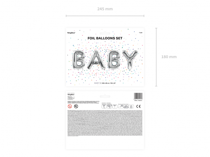 Balon folie Baby, 262x86cm, argintiu (1 buc.) [2]