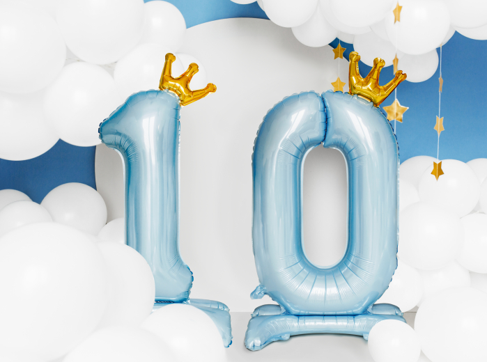 Balon folie cu suport Numărul "0", 84 cm, albastru cer (1 pachet / 1 buc.) [2]