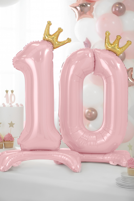 Balon folie cu suport Numărul "0", 84 cm, roz deschis (1 pachet / 1 buc.) [3]