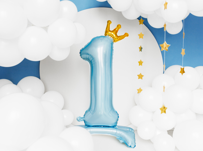 Balon folie cu suport Numărul "1", 84 cm, albastru cer (1 pachet / 1 buc.) [2]