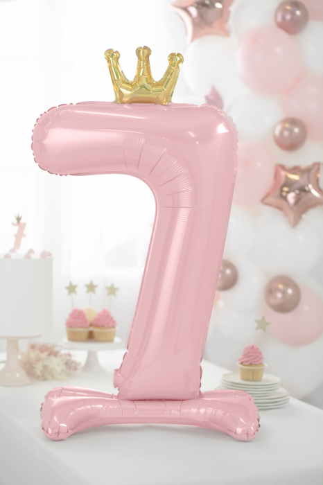 Balon folie cu suport Numărul "7", 84 cm, roz deschis (1 pachet / 1 buc.) [3]