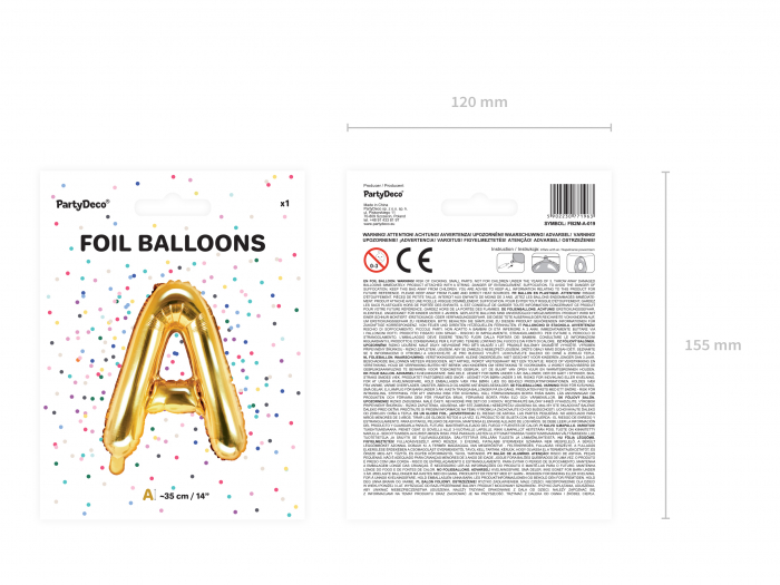 Balon folie Litera ''A'', 35cm, auriu (1 buc.) [4]
