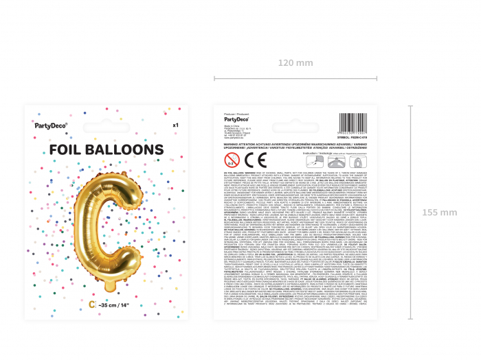 Balon folie Litera ''C'', 35cm, auriu (1 buc.) [3]