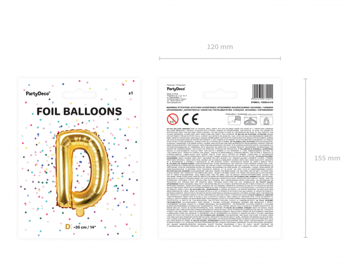 Balon folie Litera ''D'', 35cm, auriu (1 buc.) [4]