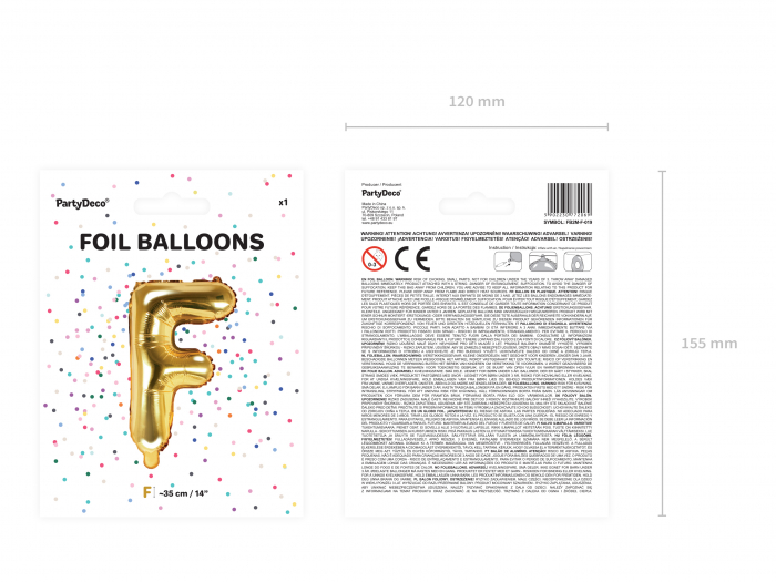 Balon folie Litera ''F'', 35cm, auriu (1 buc.) [3]
