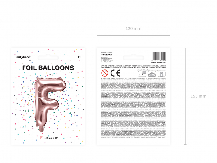 Balon folie Litera ''F'', 35cm, rose gold (1 buc.) [4]