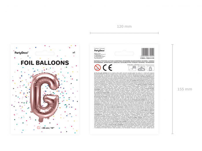 Balon folie Litera ''G'', 35cm, rose gold (1 buc.) [4]