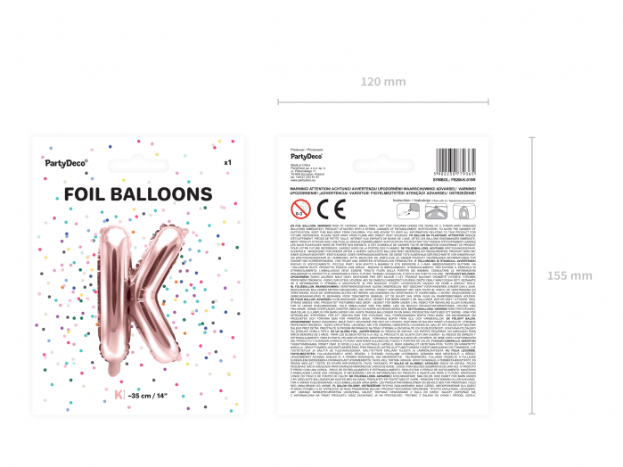 Balon folie Litera ''K'', 35cm, rose gold (1 buc.) [4]