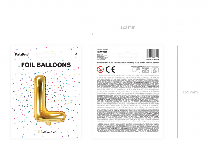 Balon folie Litera ''L'', 35cm, auriu (1 buc.) [3]
