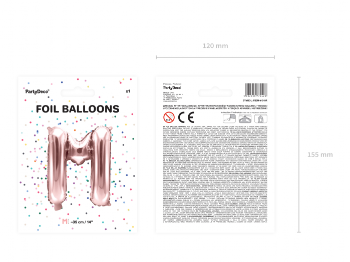 Balon folie Litera ''M'', 35cm, rose gold (1 buc.) [4]