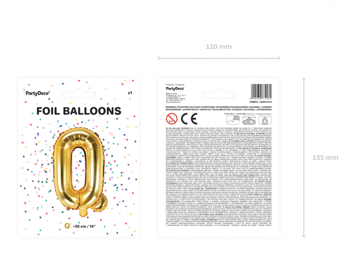 Balon folie Litera ''Q'', 35cm, auriu (1 buc.) [3]