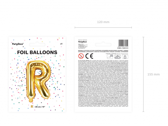 Balon folie Litera ''R'', 35cm, auriu (1 buc.) [4]