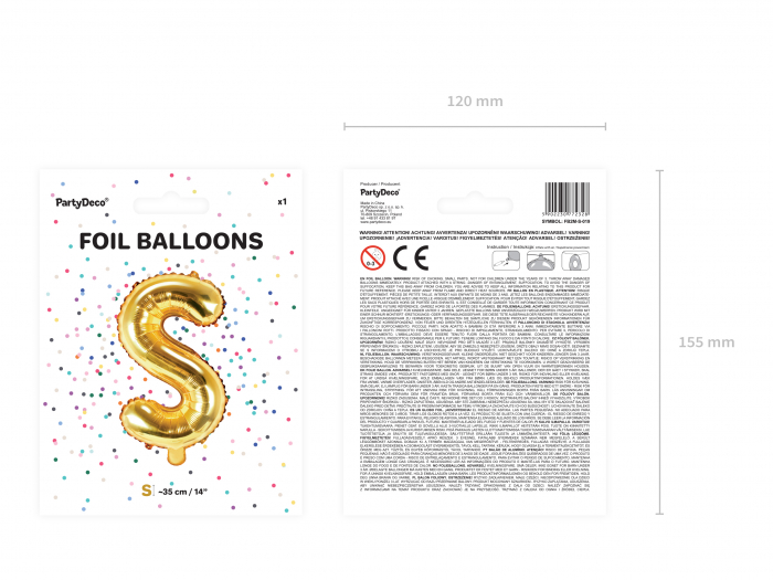 Balon folie Litera ''S'', 35cm, auriu (1 buc.) [4]